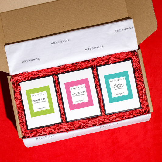 MEDITERRANEAN CHRISTMAS CANDLE TRIO GIFT BOX