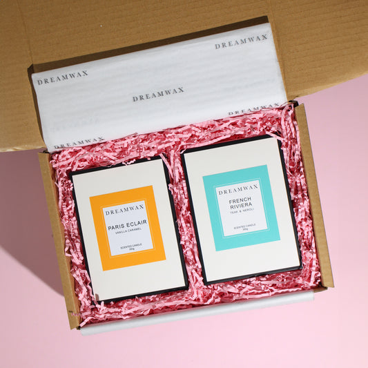 Vanilla Caramel and Teak & Neroli Candle Duo Bundle Gift Set